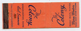 Colony Restaurant, Delray Beach, FL, Kennebunkport, ME Matchbook Cover