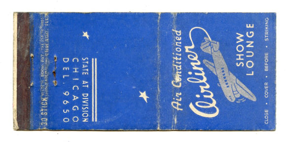 Airliner Show Lounge, Chicago, IL Matchbook Cover