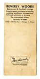 Beverly Woods Restaurant, Chicago, IL Matchbook Cover