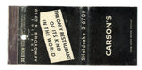 Carson's Restaurant, Chicago, IL Matchbook Cover
