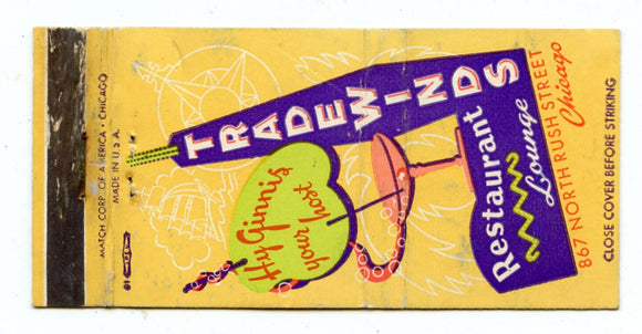 Tradewinds Reataurant and Lounge, Chicago, IL Matchbook Cover