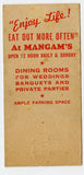Mangam's Chateau, Lyons, IL Matchbook Cover