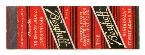 Berghoff Restaurant, Chicago, IL Matchbook Cover