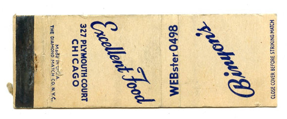 Binyon's Restaurant, Chicago, IL Matchbook Cover