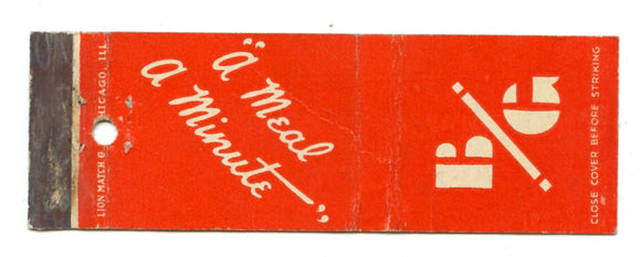 B & G Restaurants, Chicago, IL Matchbook Cover