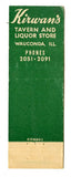 Kirwan's Tavern, Wauconda, IL Matchbook Cover