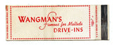 Wangman's Drive-Ins, Waukegan, IL Matchbook Cover