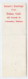 Palms Cafe, Columbus, IN Matchbook Cover