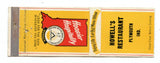 Howell's Restaurant, Plymouth, IN Matchbook Cover