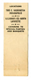 Morris Bryant Restaurants, LaFayette and Indianapolis, IN Matchbook Cover