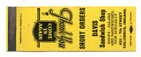 Davis Sandwich Shop, Columbus, IN Matchbook Cover