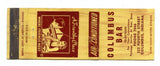 Columbus Bar, Columbus, IN Matchbook Cover