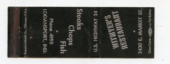 Witmyer's Restaurant, Logansport, IN Matchbook Cover