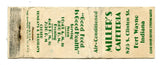 Miller's Cafeteria, Fort Wayne, IN Matchbook Cover
