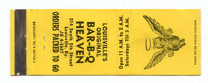 Bar-B-Q Heaven, Louisville, KY Matchbook Cover