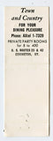 Town and Country Restaurant, Covington, KY Matchbook Cover