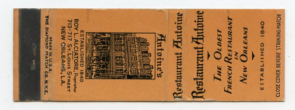 Antoine's Restaurant, New Orleans, LA Matchbook Cover