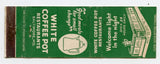 White Coffee Pot Restaurants, Baltimore, MD Matchbook Cover