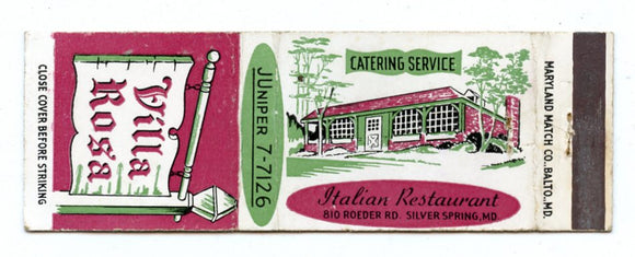 Villa Rosa, Silver Springs, MD Matchbook Cover