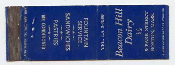 Beacon Hill Dairy, Boston, MA Matchbook Cover