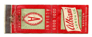 Albiani Lunch Co., Boston, MA Matchbook Cover