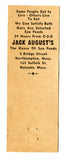 Jack August Sea Foods, Northampton and Holyoke, MA Matchbook Cover