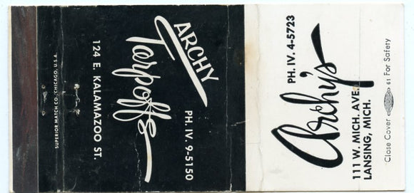 Archy's, Lansing, MI Matchbook Cover