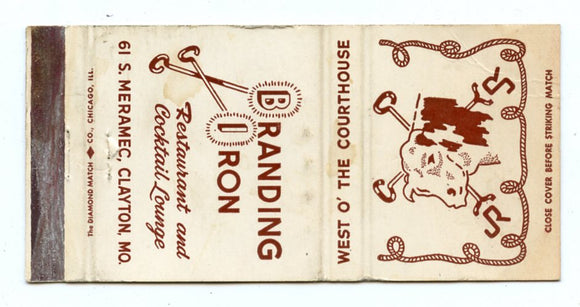 Branding Iron Restaurant, Clayton, MO Matchbook Cover