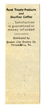 Penn Treaty Foods, ShurFine Coffee, Philadelphia, PA Matchbook Cover