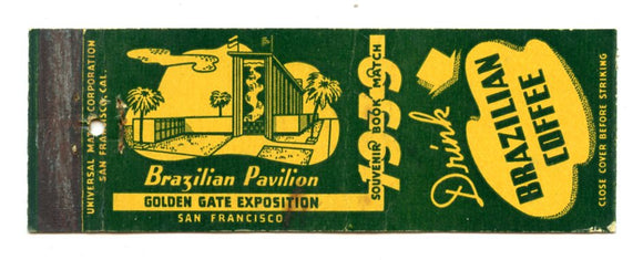 Brazilian Pavilion, Golden Gate Exposition, San Francisco, CA Matchbook Cover