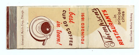 Thompson's Restaurants Matchbook Cover