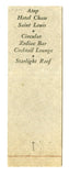 Chase Hotel Roof Lounge, St. Louis, MO Matchbook Cover