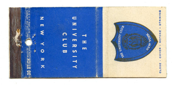 University Club, New York City, NY Matchbook Cover