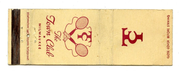 Town Club, Milwaukee, WI Matchbook Cover