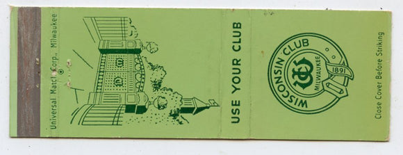 Wisconsin Club, Milwaukee, WI Matchbook Cover