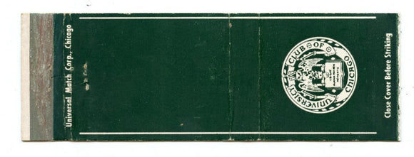University Club of Chicago, Chicago, IL Matchbook Cover