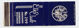 Elks Club No. 299, Sheboygan, WI Matchbook Cover