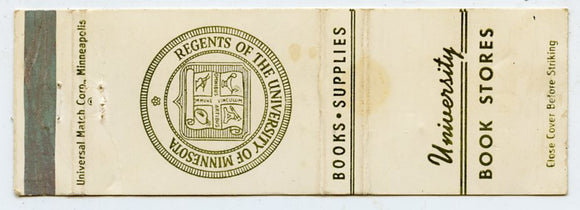 University of Minnesota Book Stores, Minneapolis, MN Matchbook Cover