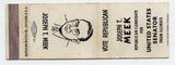 Joseph T. Meek for U. S. Senator for Illinois Matchbook Cover