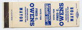 Fred C. Owens for Mayor Matchbook Cover