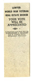 Al. Markey for County Clerk, Milwaukee, WI Matchbook Cover