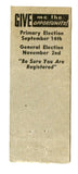 Elton B. Edkin for County Treasurer Matchbook Cover