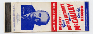 Wm. J. McCauley for District Attorney, Milwaukee, WI Matchbook Cover