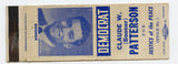 Claude W. Patterson for Justice of the Peace Matchbook Cover