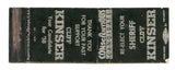 Cliff Kinser for Sheriff Matchbook Cover