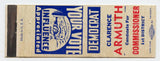 Clarence Armuth for Commissioner, 1st District, Bartholomew County, IN Matchbook Cover