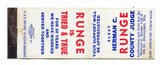 Herman C. Runge for County Judge, Sheboygan, WI Matchbook Cover