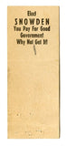 J. G. Snowdon for State Senator Matchbook Cover