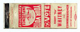 Robert "Bob" Whitney for Commissioner, Harrisburg Matchbook Cover