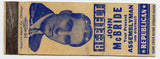 John McBride for Assemblyman 14th District, Milwaukee, WI Matchbook Cover